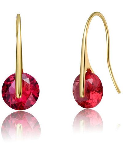Rachel Glauber Elegant Hook Earrings With Round Colo Stone Party Earrings - Red
