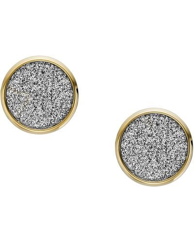 Fossil Hazel Glitz Paper Gold-tone Stainless Steel Stud Earrings - Metallic