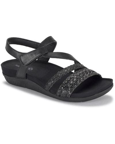 BareTraps Jalen Faux Leather Ankle Strap Footbed Sandals - Black