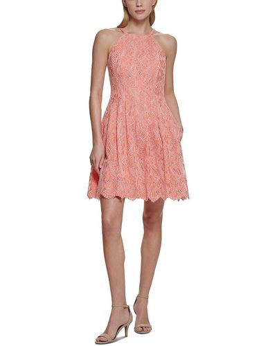 Vince Camuto Lace Mini Cocktail Fit & Flare Dress - Pink