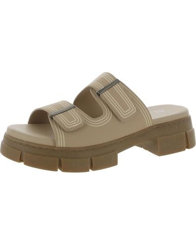 Aqua College Hadley Faux Leather Water Resistant Slide Sandals - Brown