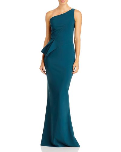 Chiara Boni Zulema Woven One Shoulder Evening Dress - Blue