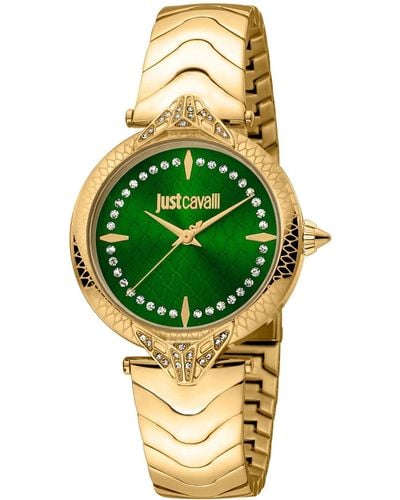 Just Cavalli Animalier Green Dial Watch - Metallic