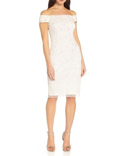 Adrianna Papell Applique Midi Cocktail And Party Dress - Pink