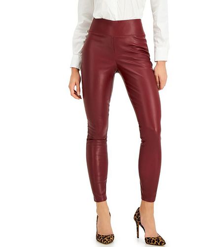 INC Faux Leather Ankle Pants - Red