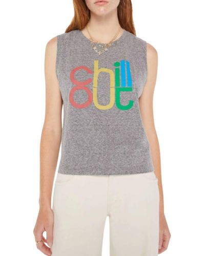 Mother The Strong & Silent Type Graphic Tank Top - Gray