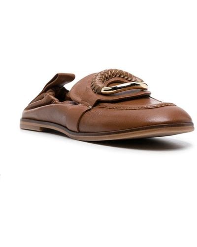See By Chloé Ring-detail Leather Loafers - Brown