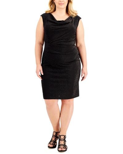 Connected Apparel Plus Slouchy Midi Cocktail And Party Dress - Black