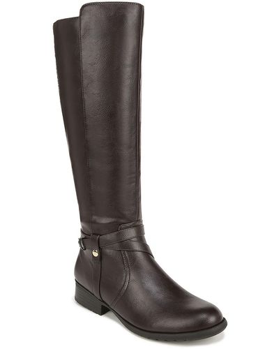 LifeStride Xtrovert Faux Leather Wide Calf Riding Boots - Brown
