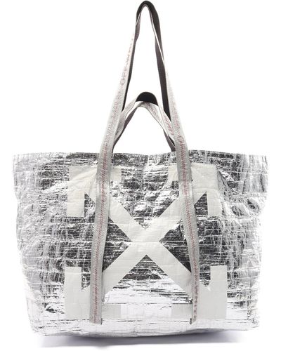 Off-White c/o Virgil Abloh New Commercial Tote Shoulder Bag Tote Bag Polyethylene Silver - Gray