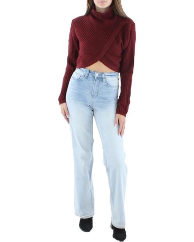 Almost Famous Juniors Knit Turtleneck Crop Sweater - Red