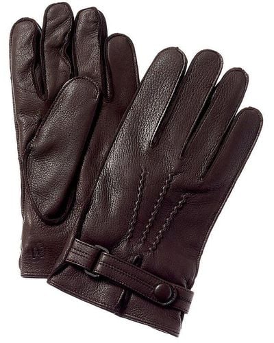 Bruno Magli Two-tone Cashmere-lined Leather & Suede Gloves - Brown