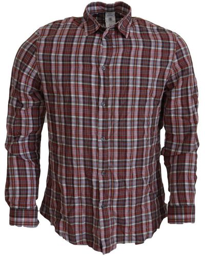 Gianfranco Ferré Checke Cotton Long Sleeves Casual Shirt - Red