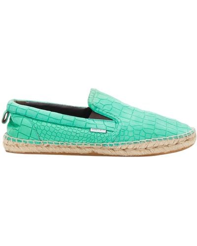 Jimmy Choo Vlad Mint Green Embossed Scaled Leather Espadrilles