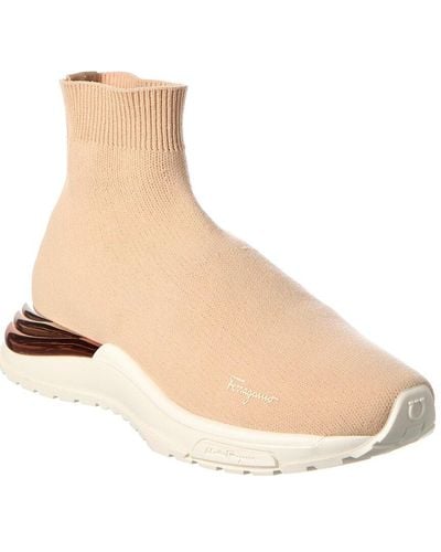 Ferragamo Ninette Knit Sock Sneaker - Natural