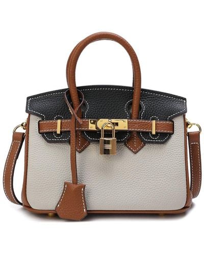 Tiffany & Fred Paris Leather Top Handle Shoulder Bag - Metallic