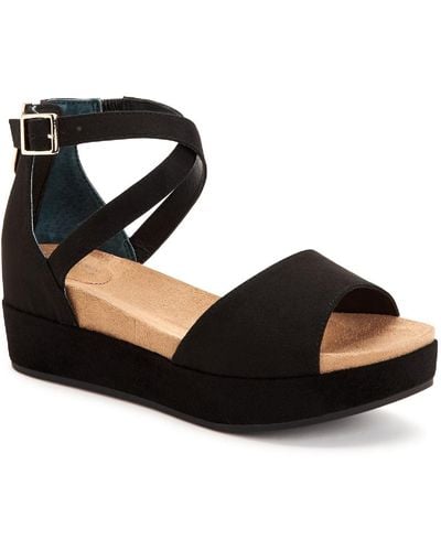 Giani Bernini Ellenaa Memory Foam Ankle Strap Wedge Sandals - Black