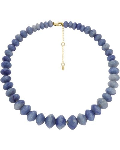 Fossil All Stacked Up Aventurine Beaded Necklace - Blue