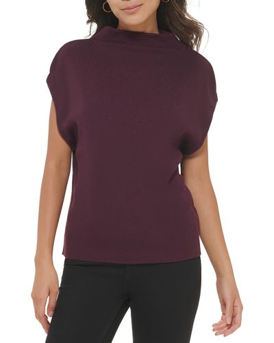 Calvin Klein Sleeveless Rolled Collar Pullover Sweater - Purple