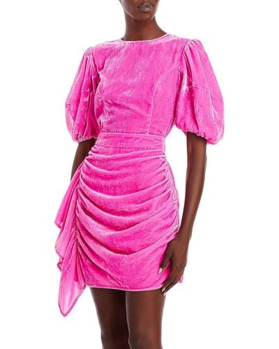 RHODE Pia Velvet Gathered Mini Dress - Pink