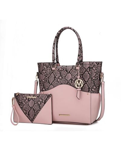 MKF Collection by Mia K Iris Vegan Leather Tote Handbag For - Pink