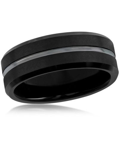 Black Jack Jewelry Matte & Polished Tungsten Ring - Black