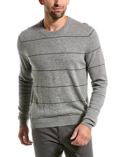 Sofiacashmere Striped Cashmere Crewneck Sweater - Gray
