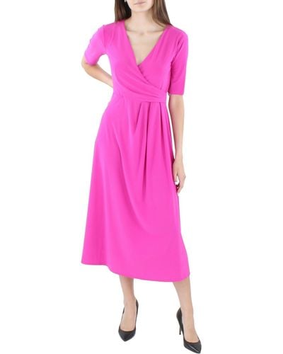 Msk Juniors Knit Faux-wrap Midi Dress - Pink