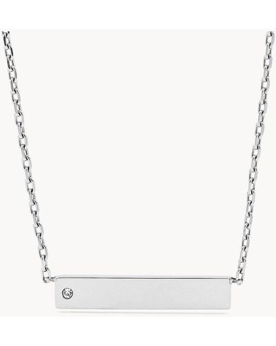 Fossil Stainless Steel Id Necklace - White
