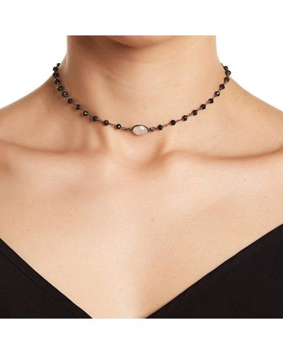Adornia 3mm Spinel Choker Necklace Moonstone Silver - Natural