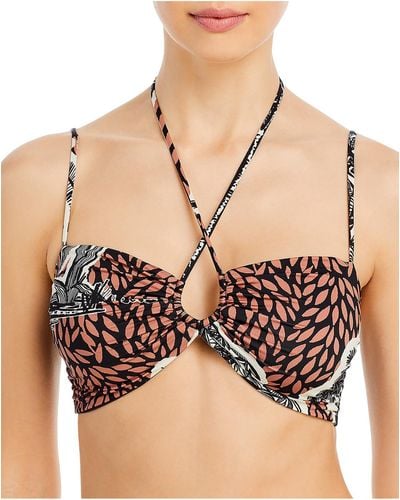 Johanna Ortiz Mali Printed Strappy Bikini Swim Top - Black