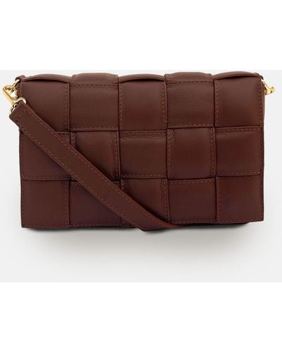 Apatchy London Padded Woven Leather Crossbody Bag - Brown