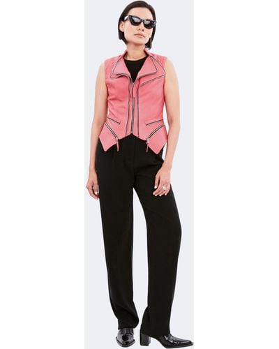 Dawn Levy Sleeveless Leather Vest - Multicolor