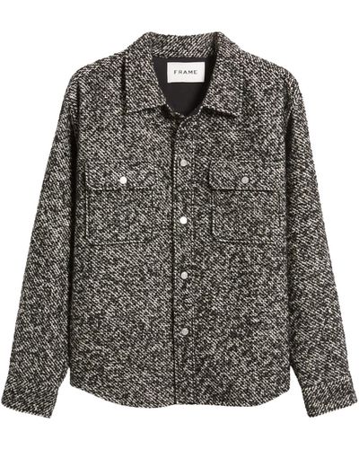 FRAME Tweed Textured Overshirt Jacket - Gray