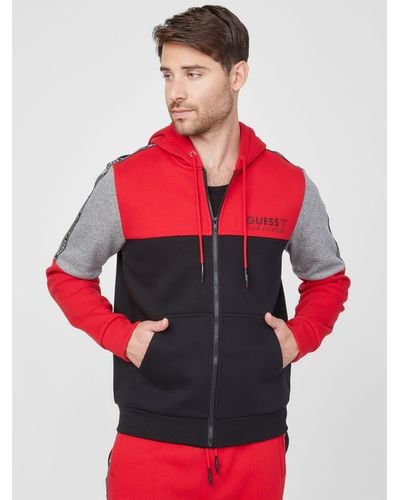 Guess Factory Ampo Color-block Hoodie - Red