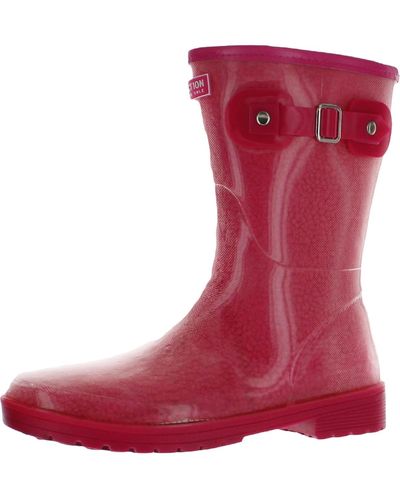 Kenneth Cole Rain Buckle Cozy Mid-calf Cold Weather Rain Boots - Red