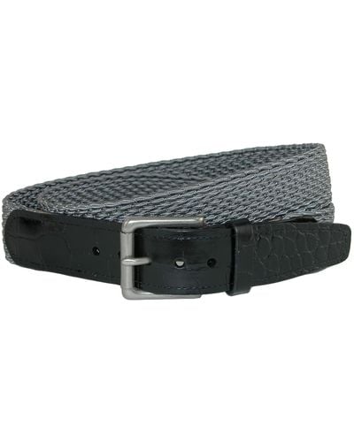 CrookhornDavis Hampton Stretch Belt With Croc Print Tabs - Black
