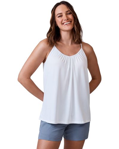 Free Country Microtech Chill B Cool V-neck Built-in Bra Cami Top - White