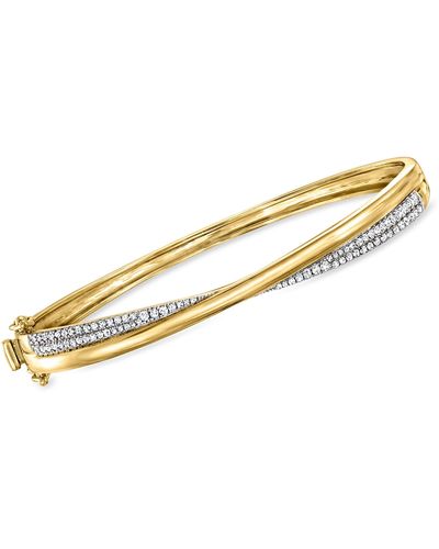 Ross-Simons Diamond Crossover Bangle Bracelet - Metallic