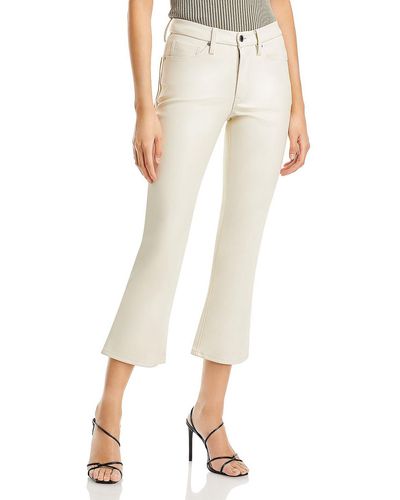 GOOD AMERICAN Faux Leather Crop Bootcut Pants - Natural