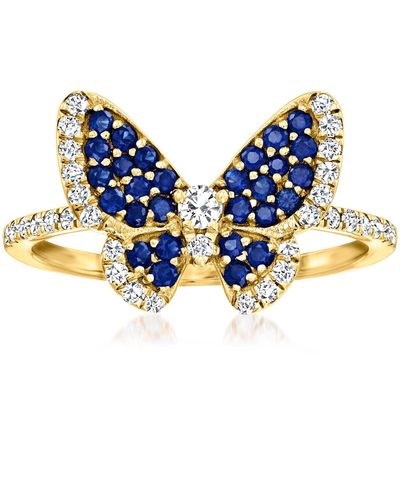 Ross-Simons Sapphire And . Diamond Butterfly Ring - Blue