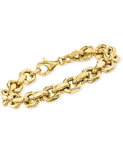 Ross-Simons Italian 18kt Gold Over Sterling Cable-link Bracelet - Metallic