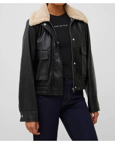 French Connection Vegan Leather Coat - Black