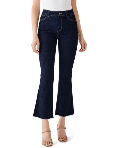 DL1961 Bridget High Rise Raw Hem Cropped Jeans - Blue