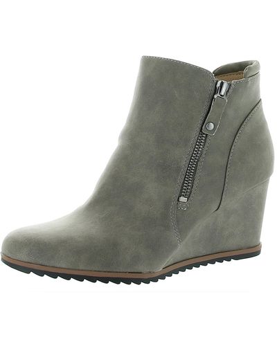 SOUL Naturalizer Haley Zipper Ankle Wedge Boots - Gray