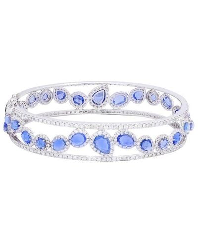 Diana M. Jewels 18 Kt White Gold Sapphire And Diamond Bangle - Blue