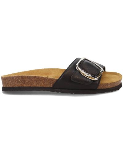 Naot Maryland Sandal In Classic Black Leather - Brown