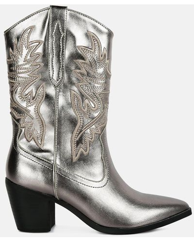 LONDON RAG Dixom Western Cowboy Ankle Boots - Gray