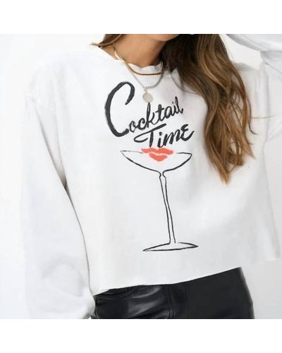 Project Social T Cocktail Time Cropped Sweatshirt - Gray
