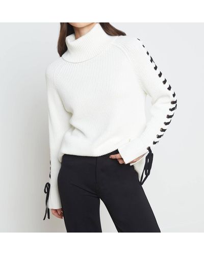 L'Agence Nola Lace Up Sweater - White
